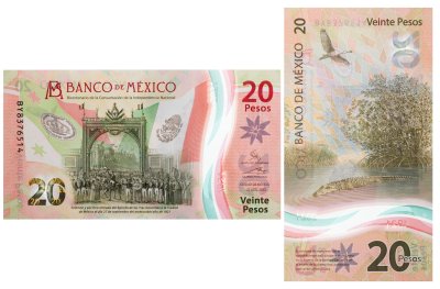 Купить Мексика 20 песо 2022 юбилейная  "200 лет Независимости Мексики" (Pick W132 8-2022(5)пластик