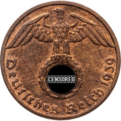 купить Германия, Третий рейх 1 рейхспфенниг (reichspfennig) 1939, знак монетного двора: "F" - Штутгарт
