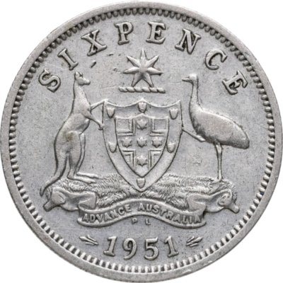 купить Австралия 6 пенсов (pence) 1951