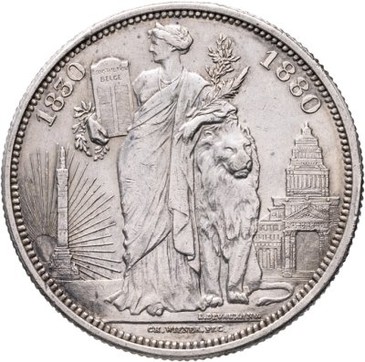 купить Бельгия 5 франков 1880 "50 лет независимости Бельгии" серебряная версия