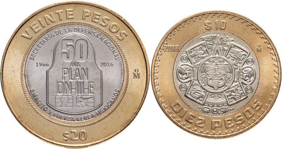 купить Мексика набор из 2-х монет 10 и 20 песо 2016-2018