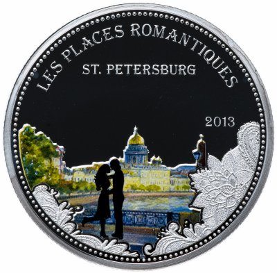 купить Республика Бенин 1000 франков 2013 "Романтические места мира - Санкт-Петербург"
