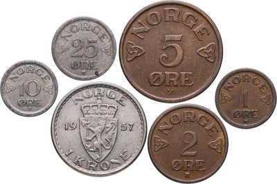 купить Норвегия набор монет для обращения 1951-1957 (6 штук)