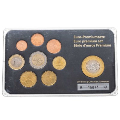 купить Словения 2007 набор из 8-ми евро (включая "2 евро Франце Прешерн") и псевдо евро монетовидного жетона в пластике