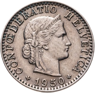 купить Швейцария 20 раппенов (rappen) 1950