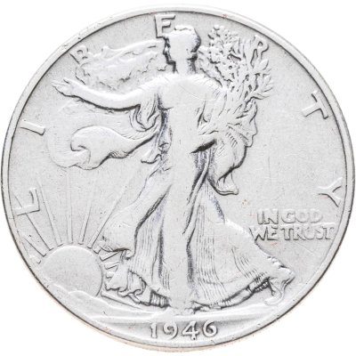 купить США 50 центов (1/2 доллара, half dollar) 1946 Walking Liberty Half Dollar Без отметки монетного двора
