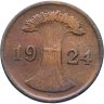Купить Германия 2 пфеннига (рентенпфеннига, rentenpfennig) 1924 E  знак монетного двора "E" — Мульденхюттен