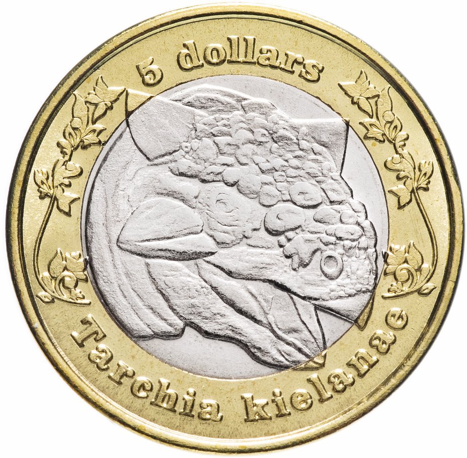 купить Родезия монетовидный жетон 5 долларов 2018 "Динозавр Тархиа"