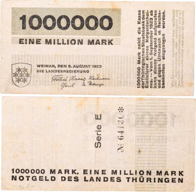 купить Германия 1000000 (1 миллион) марок 1923 Тюрингия