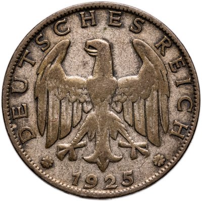 купить Германия 1 рейхсмарка (reichsmark) 1925, знак монетного двора "D" — Мюнхен