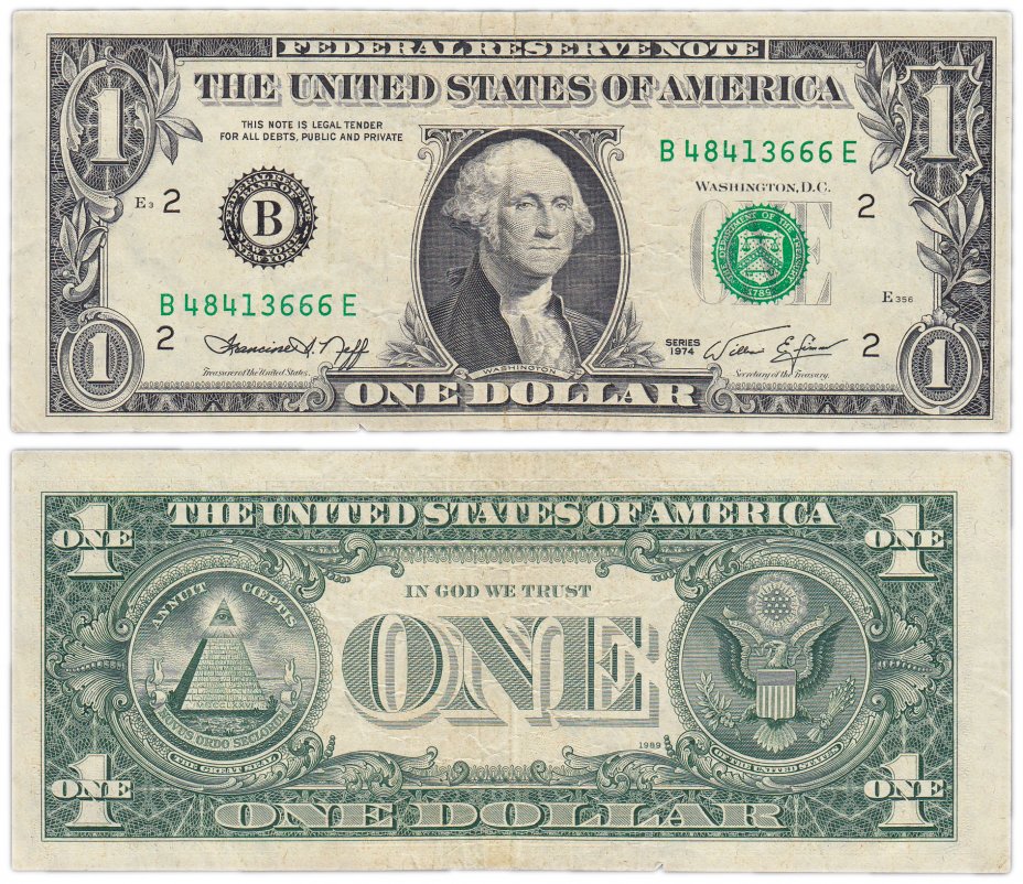 купить США 1 доллар 1974 (Pick 455) B-Нью Йорк