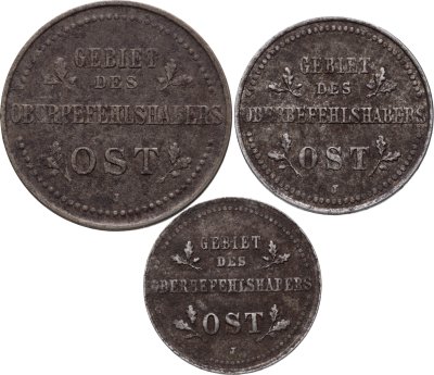 купить Набор из 3-х монет 1, 2 и 3 копейки 1916 J "Германская оккупация"