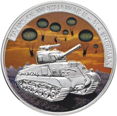 купить Либерия 5 долларов 2008 «Танки Второй Мировой войны. М-4 Шерман»
