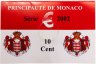 Купить Монако 10 центов (cents) 2002 в буклете