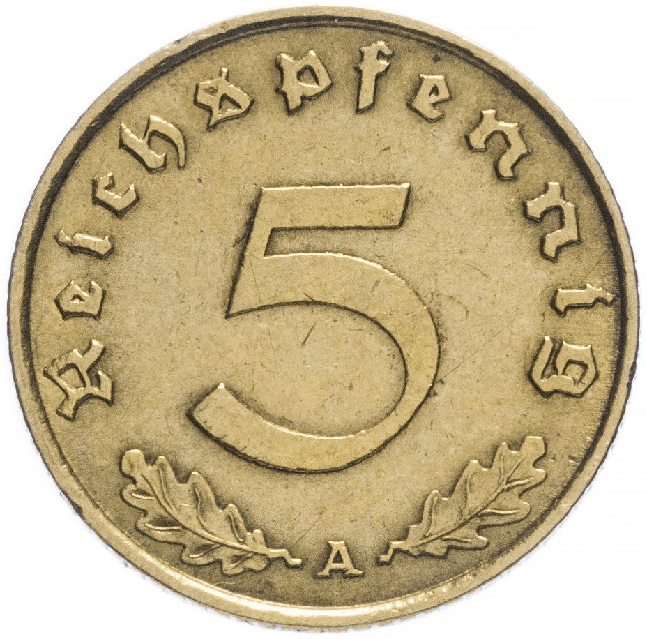 купить Фашистская Германия (Третий Рейх) 5 рейх пфеннигов 1938 "А"