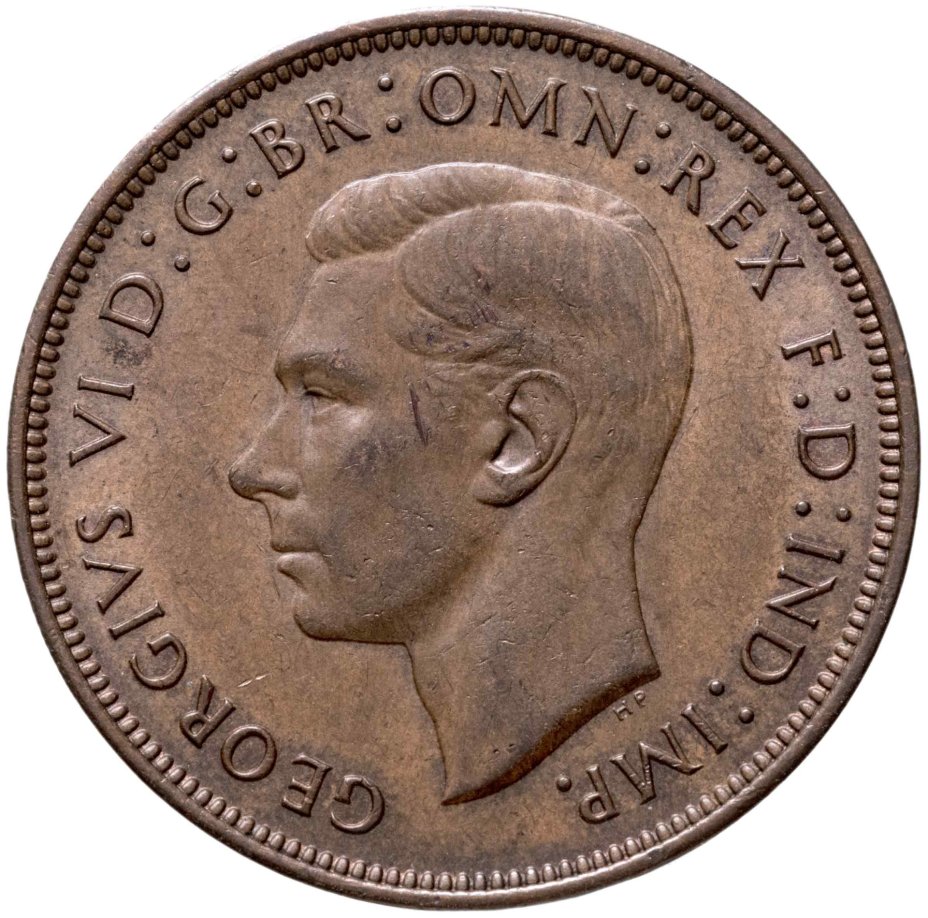 Монета Великобритания 1 пенни (penny) 1948 стоимостью 550 руб.