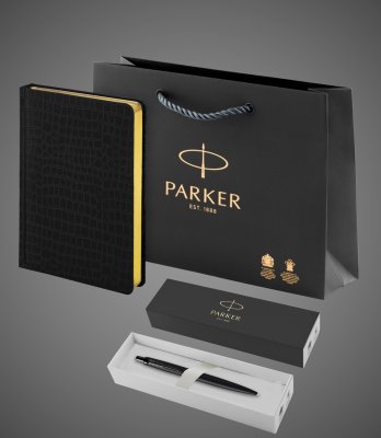 купить Подарочный набор: Шариковая ручка Parker Jotter XL SE20 Monochrome в подарочной упаковке, цвет: Black, стержень: Mblue и Ежедневник недатированный А5, Металлы: металл, нержавеющая сталь, 2026 г.