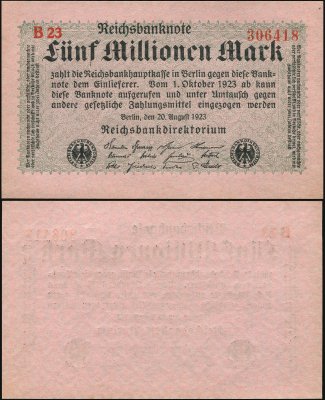 купить Германия [Веймарская респ.] 5000000 марок 20.08.1923 [Бумага Rb.104b]