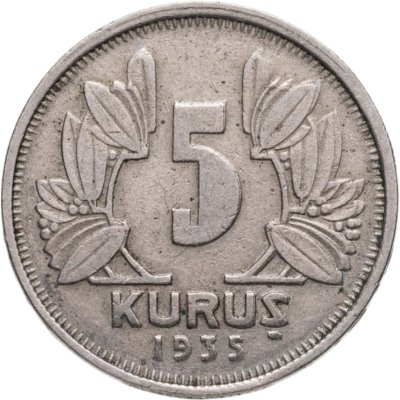 купить Турция 5 курушей (kurus) 1935