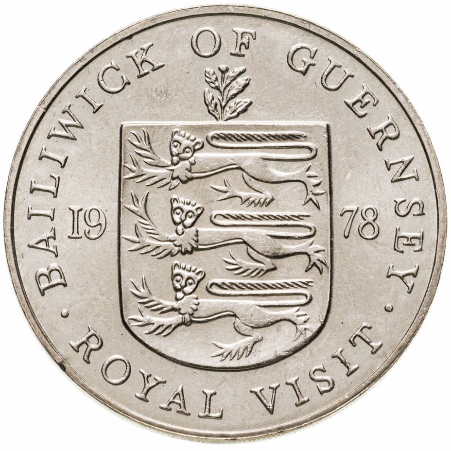 купить Остров Гернси 25 пенсов (pence) 1978 королевский визит
