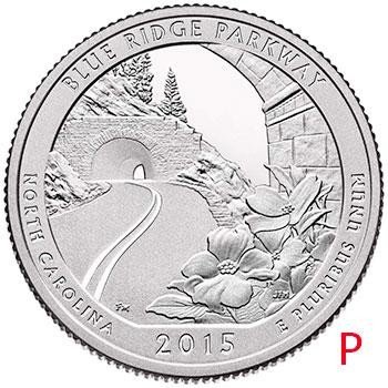 Купить США 25 центов (квотер) 2015 P — Автомагистраль Блу-Ридж