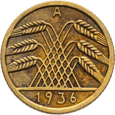 купить Германия 5 рейхспфеннигов (reichspfennig) 1936 A, старый тип, знак монетного двора "A" — Берлин