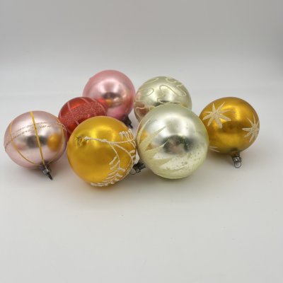 купить Набор из 8-ми ёлочных игрушек шарообразной формы, стекло, роспись, СССР, 1960-1980 гг.