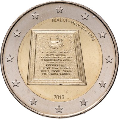 купить Мальта 2 евро 2015 "Конституция Мальты - Республика 1974 года"