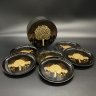 Купить Набор из 6 подставок под стаканы (костеры в шкатулке), фирма "Melatri", папье-маше, золочение, Европа, 1990-2000 гг.