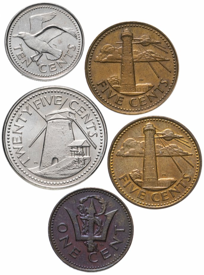 купить Барбадос набор из 5 монет 1973-2005