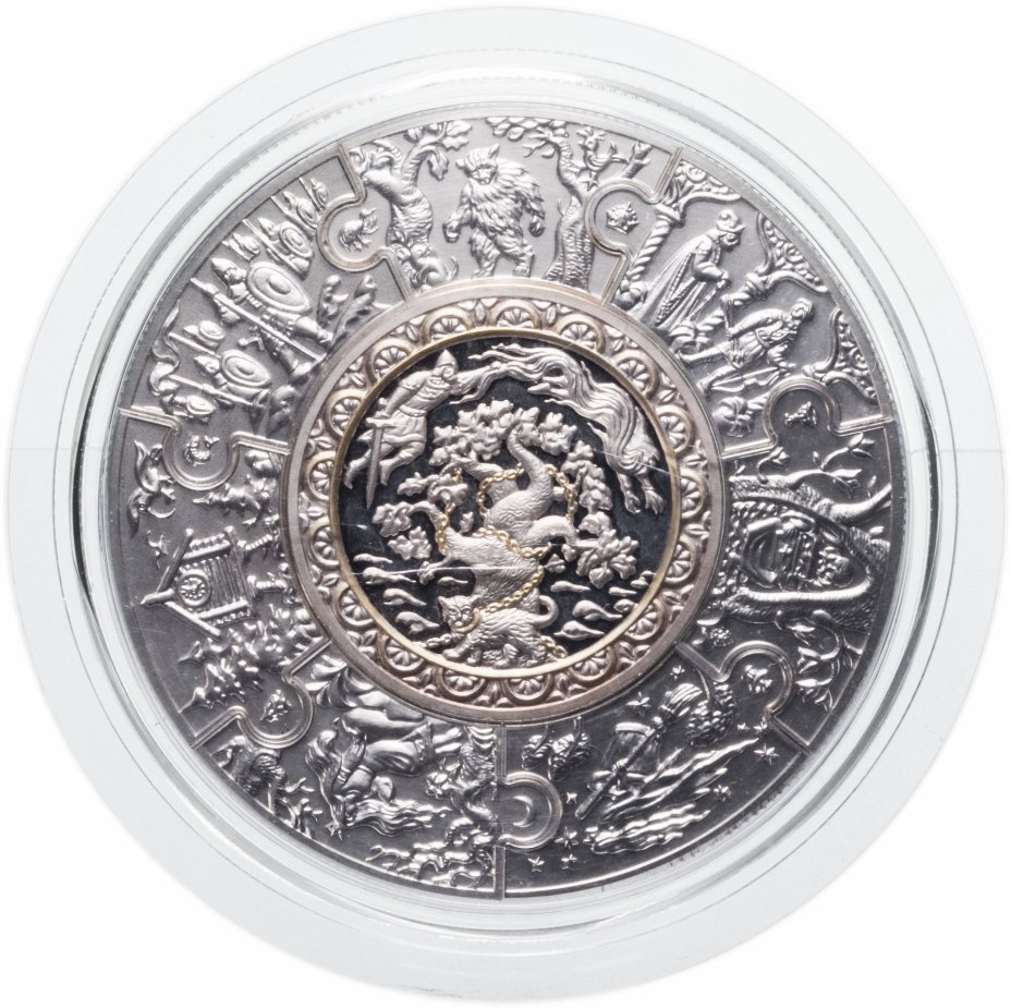 купить Либерия 100 долларов (dollars) 2009 Proof "Монета-пазл: Русские сказки" в подарочном футляре, с сертификатом