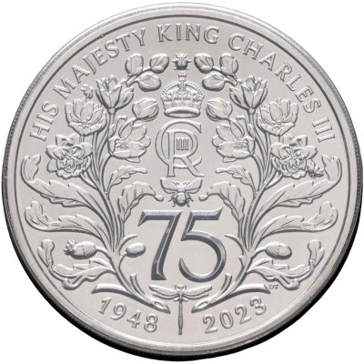 купить Великобритания 5 фунтов (pounds) 2023 "75 лет со дня рождения Его Величества Короля Карла III" в буклете