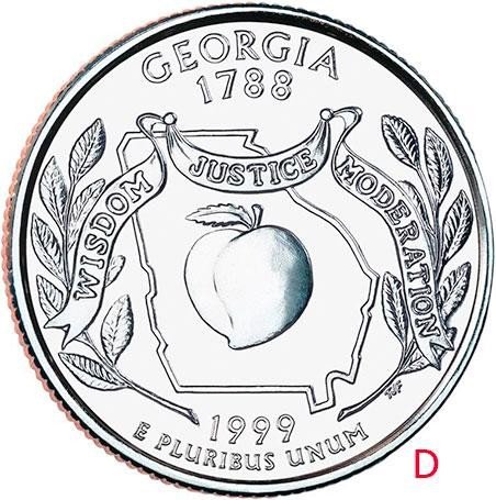 купить США 25 центов (квотер) 1999 D — штат Джорджия