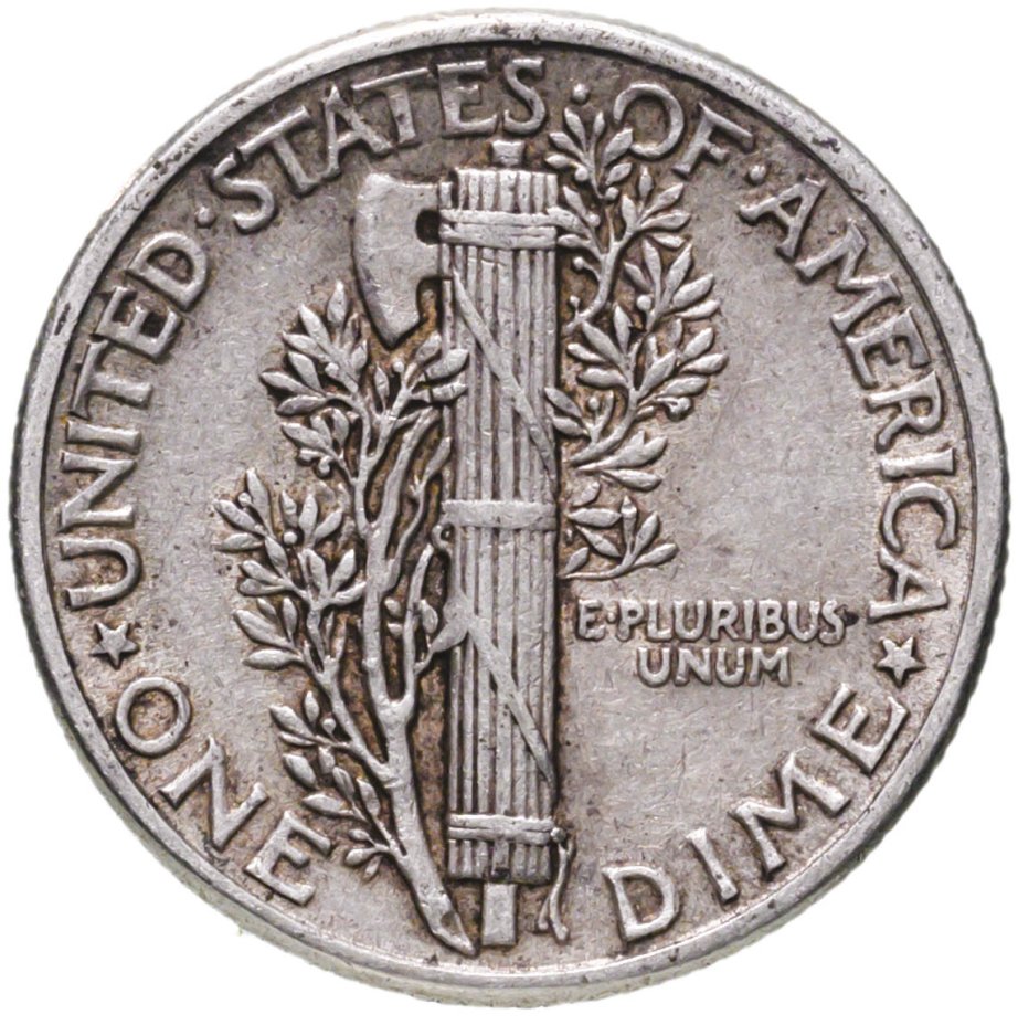 Монета США 10 центов (one dime) 1942 стоимостью 1116 руб.