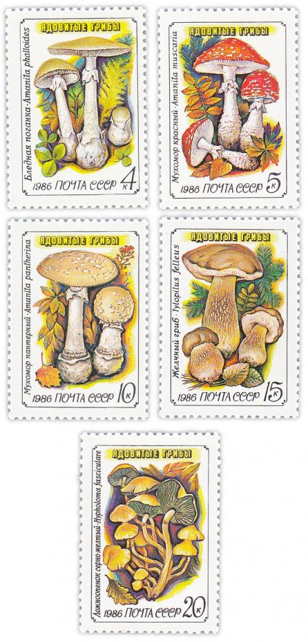 купить Полная серия 1986 "Ядовитые грибы" (5 марок)