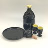 Купить Набор для крепких напитков "Черт" (штоф, поднос и пара стопок), керамика, глазурь, СССР, 1970-1990 гг.