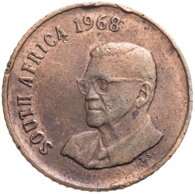 купить ЮАР 1 цент (cent) 1968 Окончание президентства Чарльза Сварта /SOUTH AFRICA/