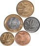 Купить Бразилия набор из 5-и монет 5, 10, 25, 50 сентаво и 1 реал 2016-2018 годов