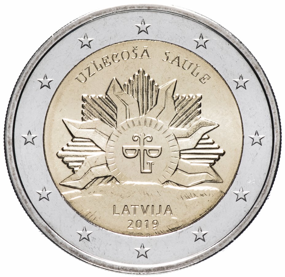 купить Латвия 2 евро 2019 "Восход Солнца"