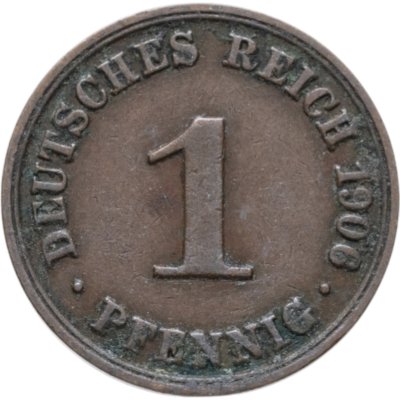 купить Германия 1 пфенниг 1906, знак монетного двора: "А" - Берлин