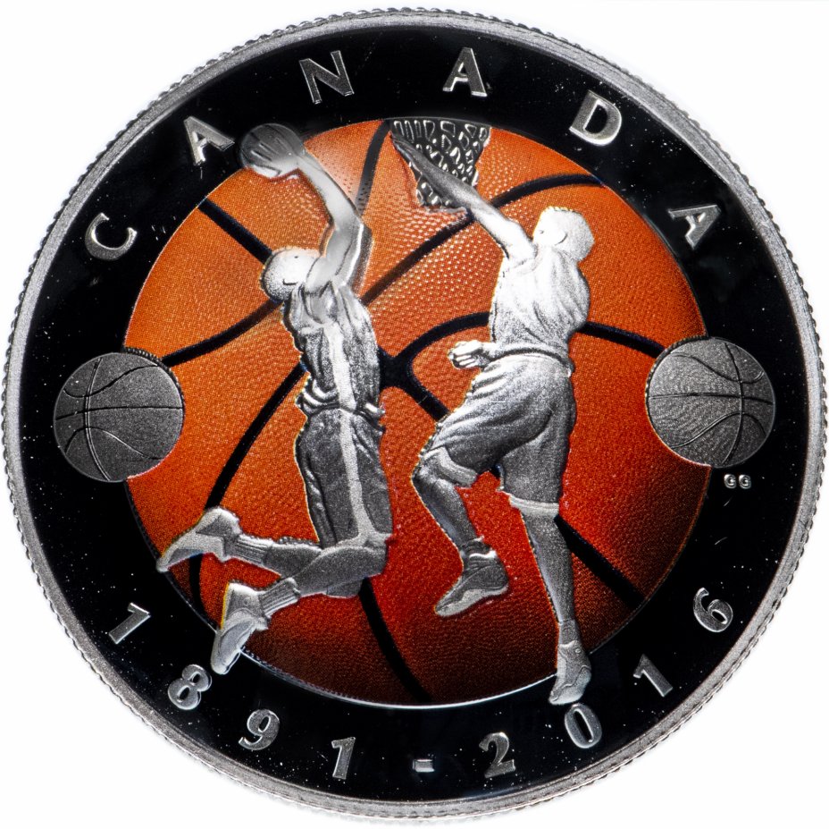 купить Канада 25 долларов 2019 "125 лет баскетболу" в футляре, с сертификатом