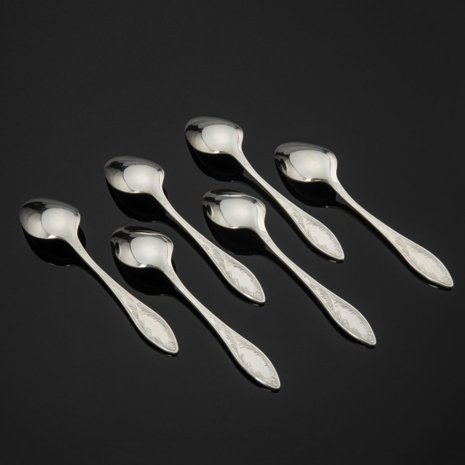 Набор из 6 столовых ложен "Пламя", мНЦ (медь-никель-цинк), штамповка ...