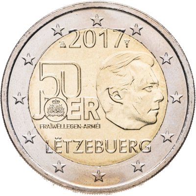 купить Люксембург 2 евро (euro) 2017 50 лет добровольной воинской службе в Люксембурге