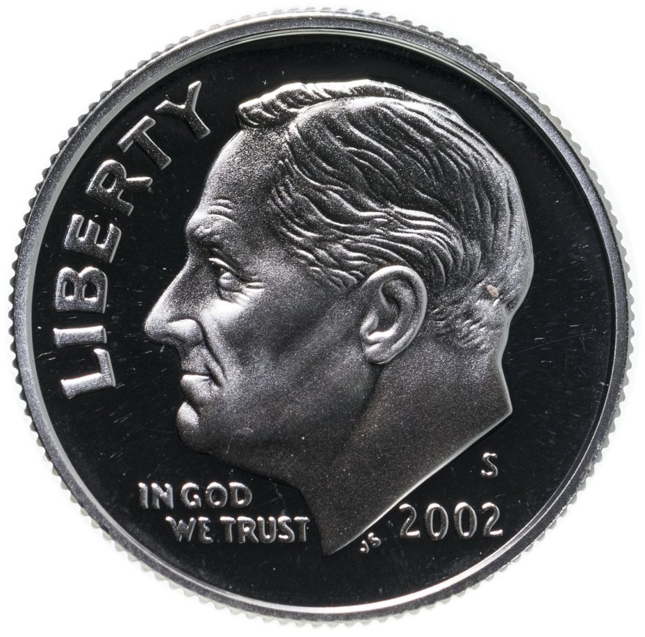 Монета США 10 центов (1 дайм) 2002 стоимостью 1112 руб.