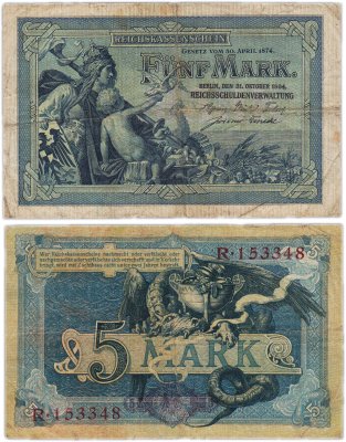 купить Германия 5 марок 1904 P-8