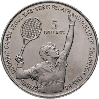 купить Ниуэ 5 долларов (dollars) 1987 "XXIV летние Олимпийские Игры, Сеул 1988 - Теннис, Борис Беккер"