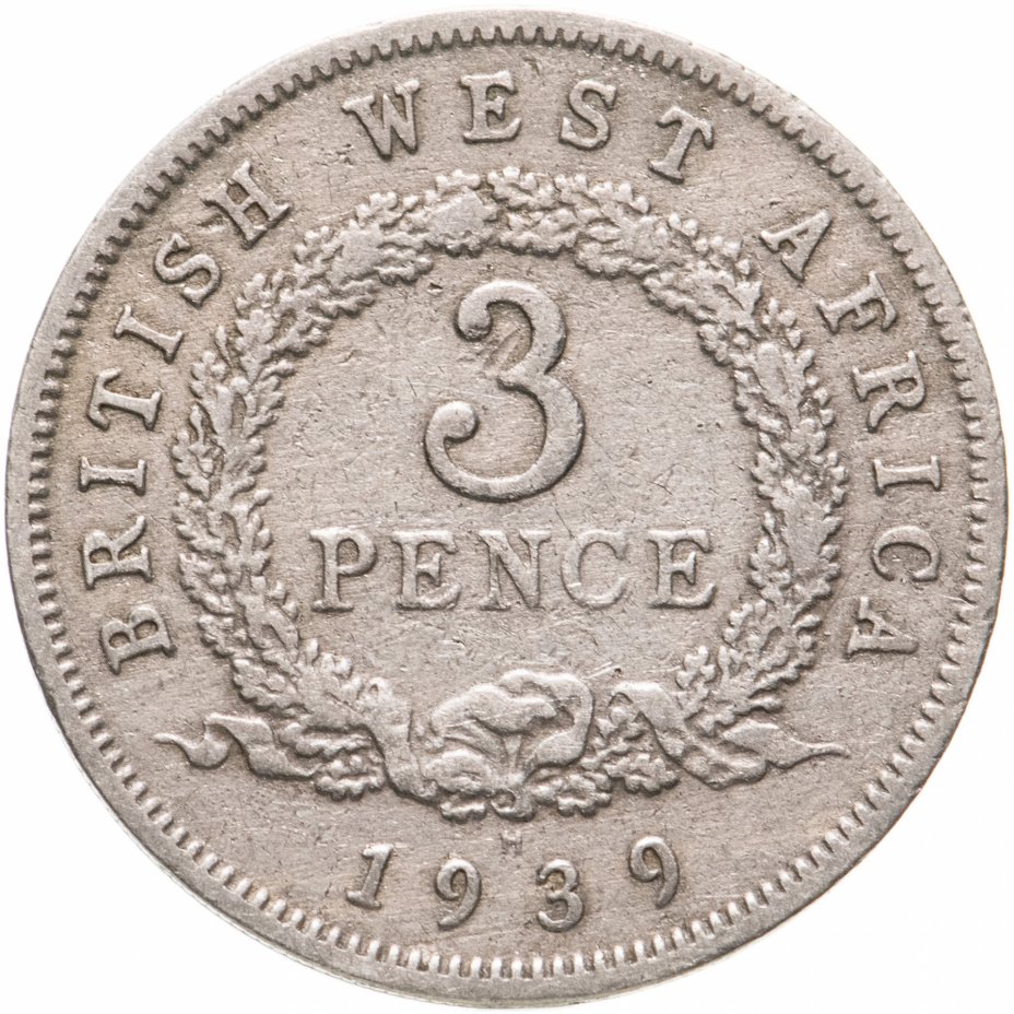 купить Британская Западная Африка 3 пенса (pence) 1939 Знак монетного двора: "H" - Хитон, Бирмингем