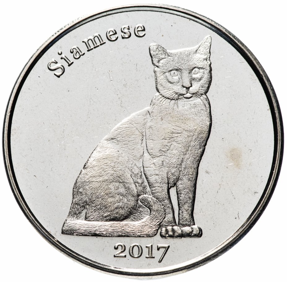 купить Остров Строма монетовидный жетон 1 фунт 2017 "Сиамская кошка"