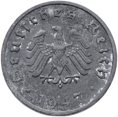 купить Германия, послевоенная оккупация 10 рейхспфеннигов (reichspfennig) 1947, знак монетного двора: "F" - Штутгарт