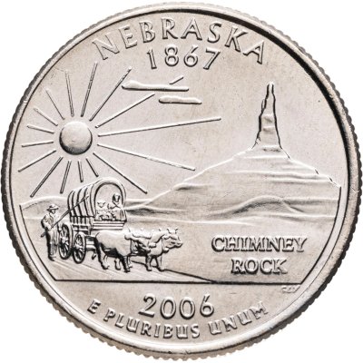 купить США 25 центов (квотер, 1/4 доллара, quarter dollar) 2006 "Небраска", знак монетного двора "D" - Денвер